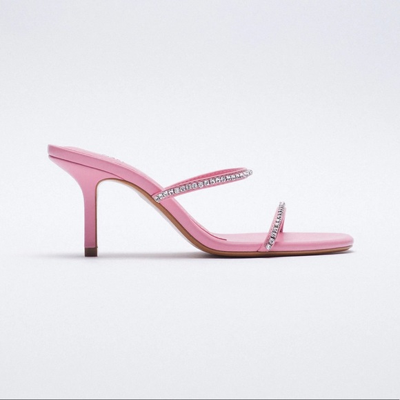 Zara pink sparkly strap heeled sandals - Picture 4 of 7